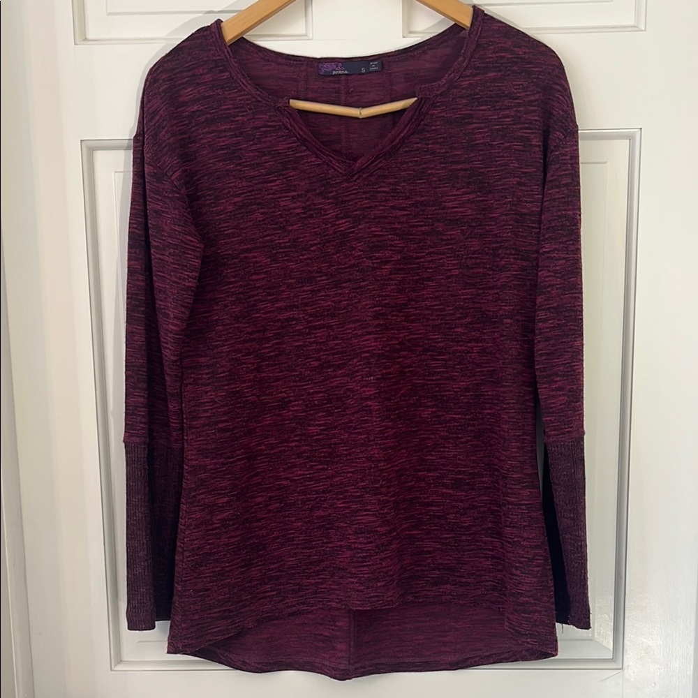 PRANA Women’s Long-Sleeve V-Neck Pullover Top - Burgundy